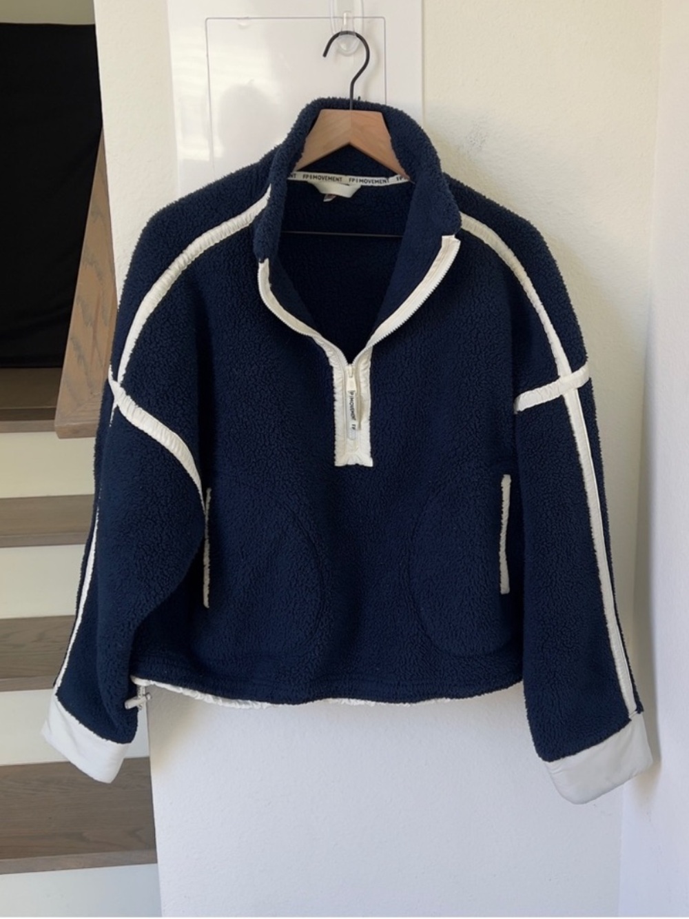 Free People FP Movement Mountain High 1/2 Zip Fleece Pullover in Navy Dark Blue - Picture 2 of 7